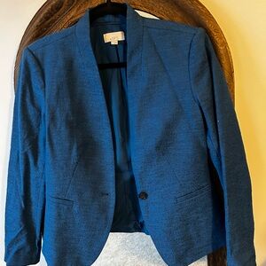 LOFT Blue Textured Open-Front Blazer